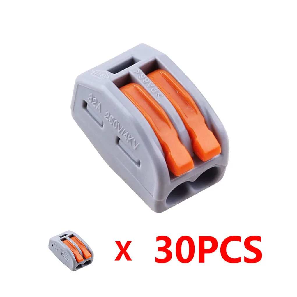

30/50PCS Universal Compact Wire Wiring Connectors 2 Pin Conductor Terminal Block Lever Cable Accessories