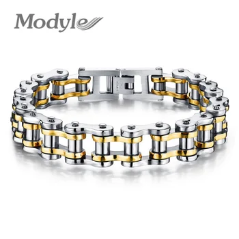 Modyle Biker 316L Stainless Steel Mens Bracelet Fashion Sports Jewelry Bike Bicycle Chain Link Bracelet Casual Jewellery