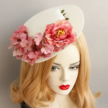 

Women Vintage Topper Hair Clips Artificial Rattan Braided Ribbon Flower Fascinator Pillbox Hat Banquet Wedding Party Photo Props