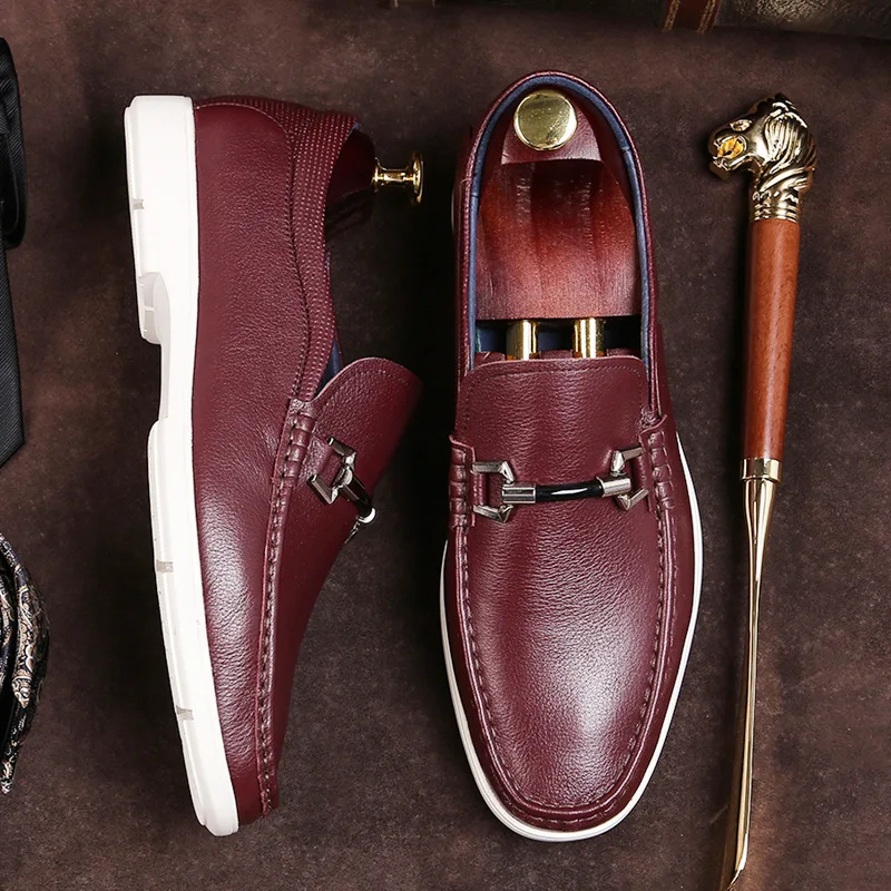 Otoño Grado Primavera Alto Capa Zapatos Superior caqui Casual Hombres Moda De Marrón Mocasines Cómodos Solo Y Los Cuero EIBSqwZq