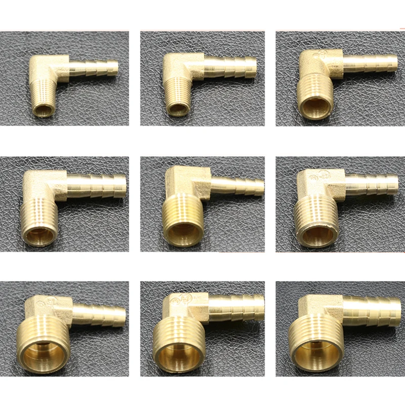 

1/8” 1/4“ 3/8" 1/2“ Brass Hose Elbow Fittings To 6mm 8mm 10mm 12mm 16mm Barb Brass Male Thread Connector Joint Adapter