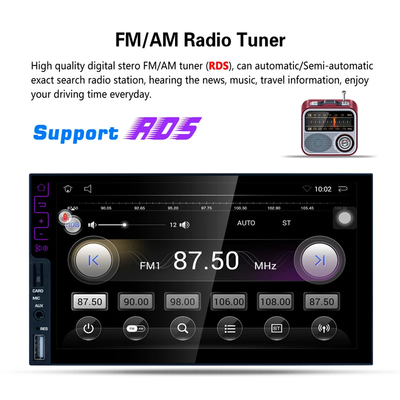 APRICOTCAR 7 &quot2 Din сенсорный экран автомобиля HD MP5 автоматический аудио стерео Bluetooth FM