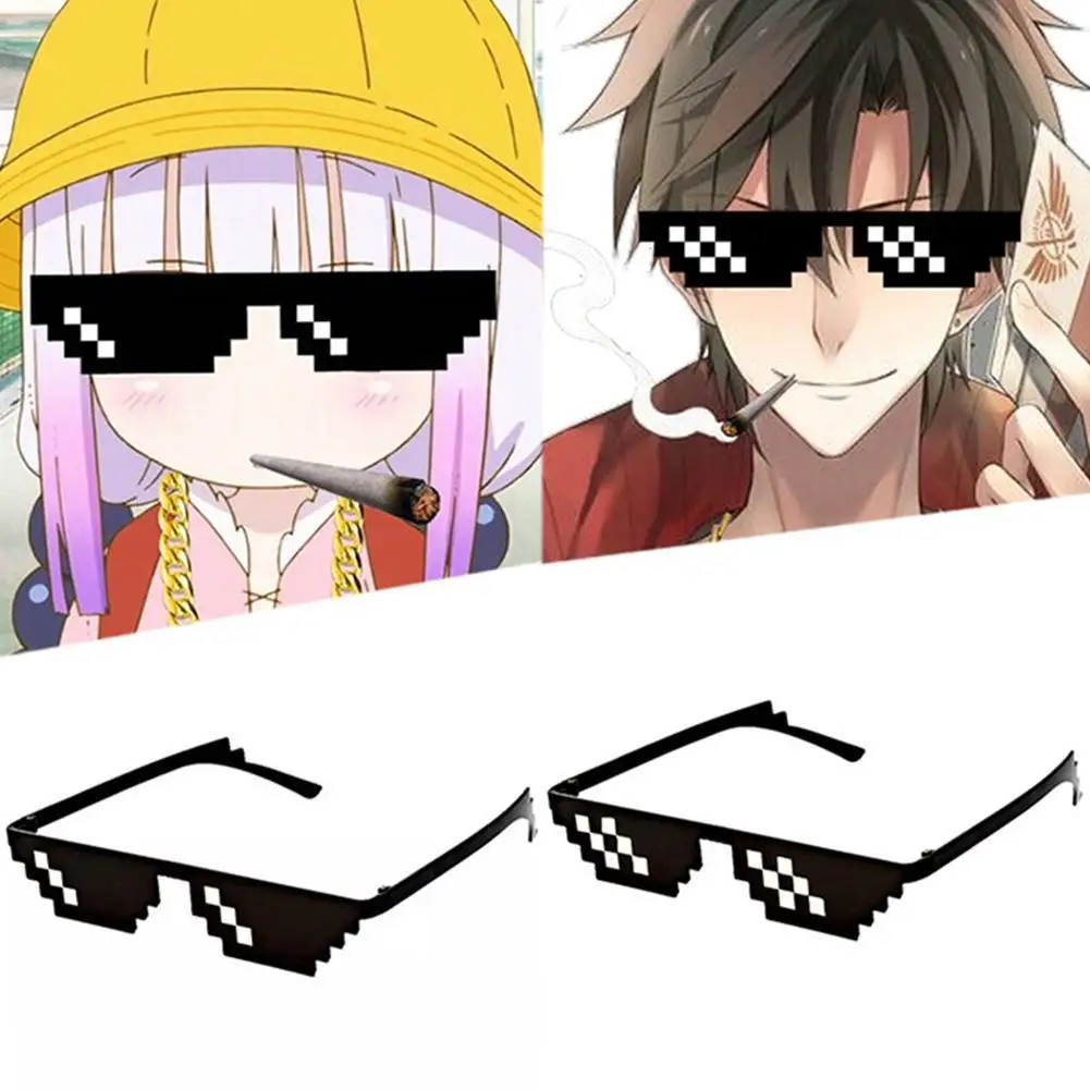 

2018 New Arrival Funny Sunglasses Men Thug Life Glasses Women Plus Size Minecraft Polygonal 2 Style Pixel With Nose Pad Unisex