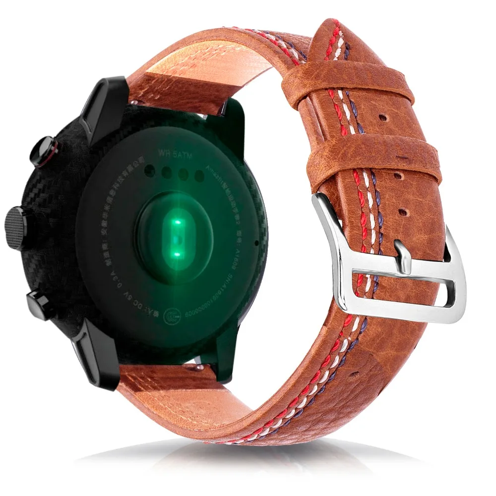Черный кожаный ремешок для часов xiaomi huami amazfit pace lite Samsung Gear S3 Frontier