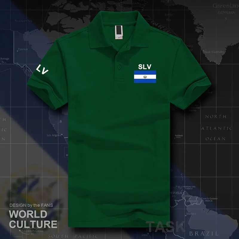El Salvador мужские рубашки поло с коротким рукавом, белые бренды, с принтом для страны, хлопок, национальная команда, флаг, салвадорский SLV - Цвет: polo-Green