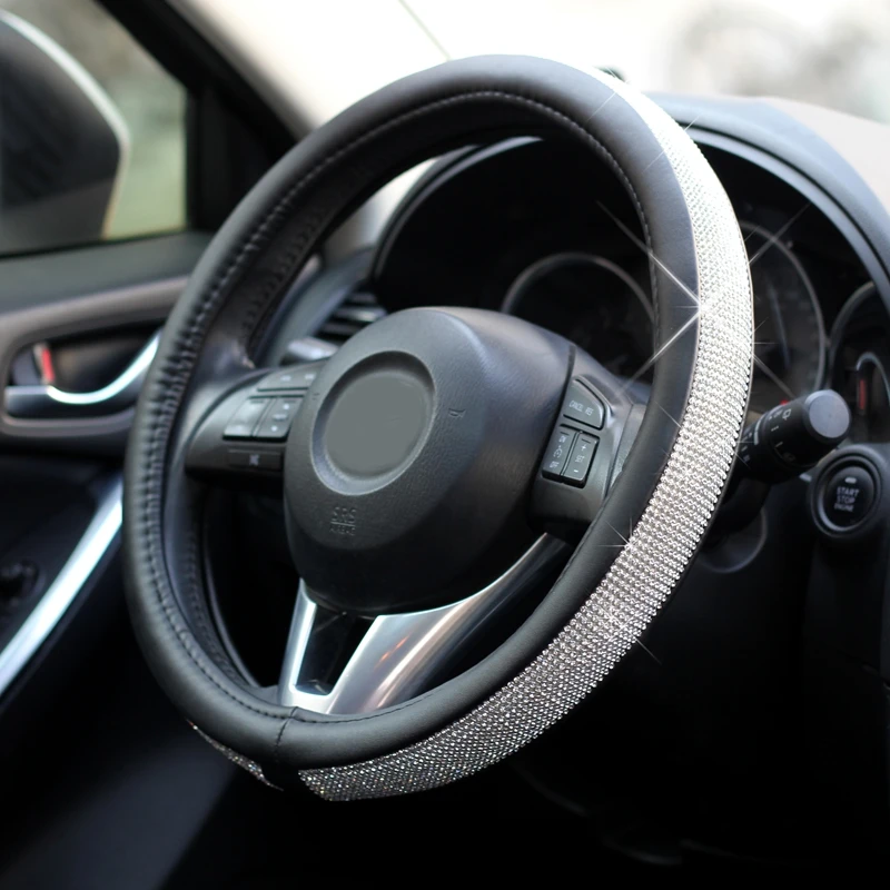

Steering Wheel Cover or D ring Auto Sparkly Diamond Decoration Women Girl Gift For Mercedes Toyota Honda Audi Opel Mazda KIA