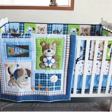 4 шт., спортивная детская кроватка для щенков, постельные принадлежности, одеяло, бампер, лист пыли, набор с оборками, подарки, Детский Комплект постельного белья