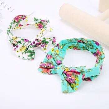 

Newborn Flowers Print Floral Bow Elastic Hair Band Girls Turban Knot Headbands Children Headwear Baby Hair Accessories