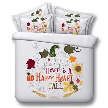 

Happy Heart Fall Printed Comforter Bedding Sets Twin Full Queen Super Cal King Size Bed Sheets Duvet Covers Christmas Children