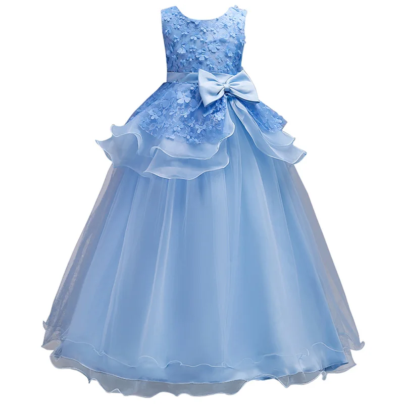 

2018 New Girls Flower Wedding Princess Tutu Dress Carnival Kids Party Dresses For Summer Girls Elegant Dress Children Clothing