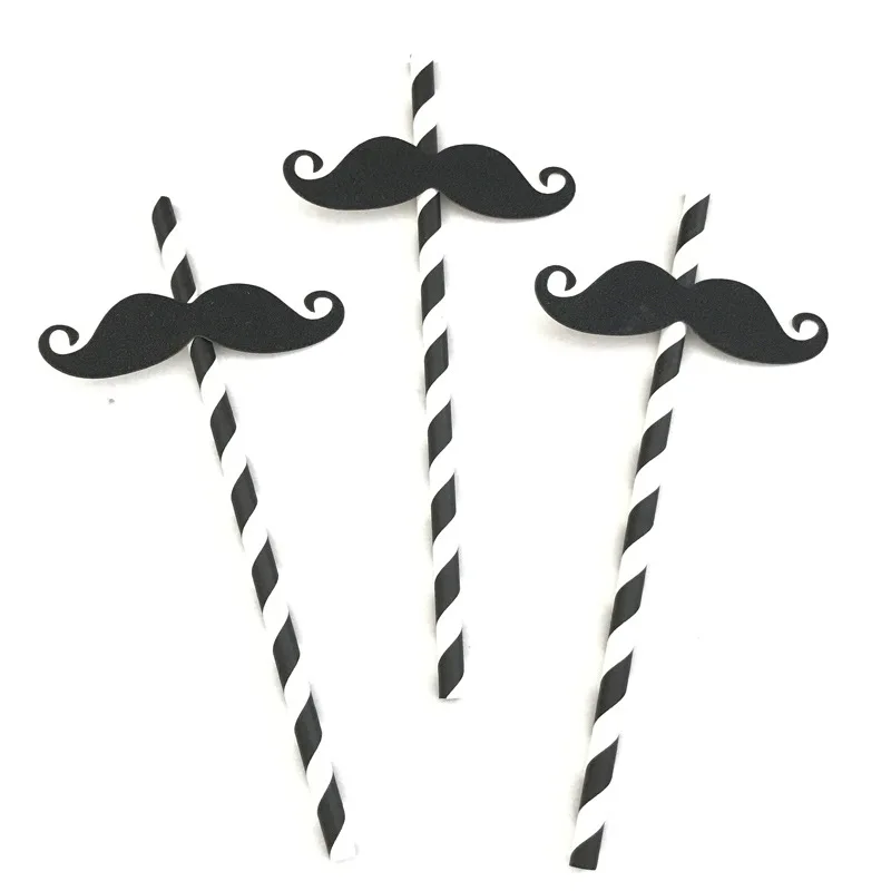 Buy 10PCS Mustache Sitcker Black White Striped Straws