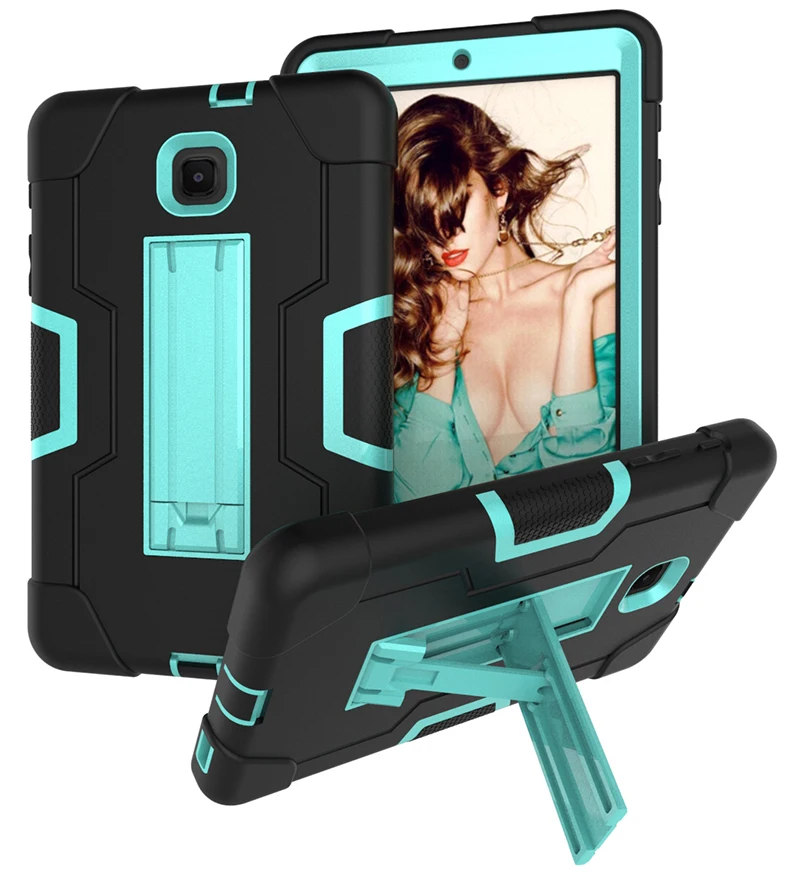 

Shockproof Drop Resistance Silicone +PC Back Cover with Kickstand for Samsung Galaxy Tab A 8.0 T387 T387V Tablet Hybrid Case+Pen