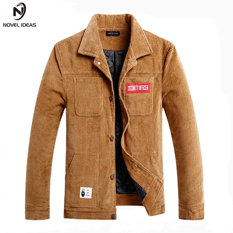Novel ideas Bomber jacket men Outerwear Plus cotton thick corduroy