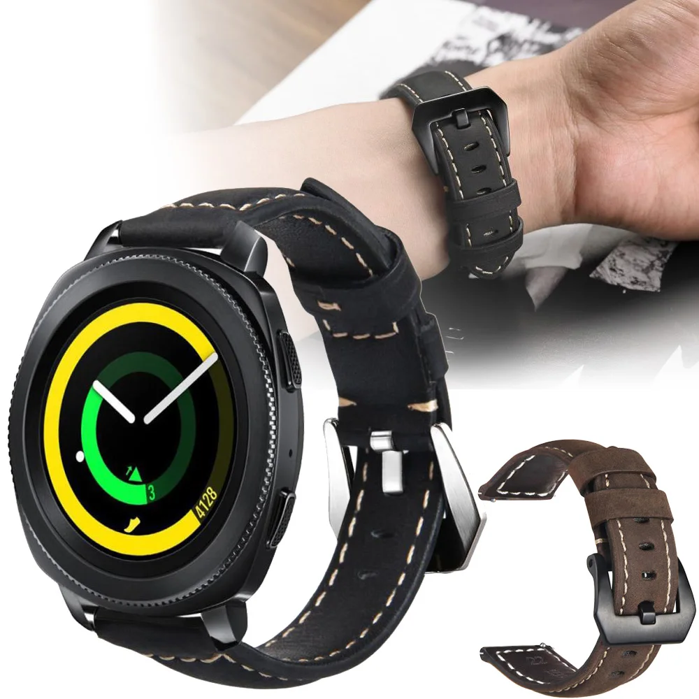 Ремешок из натуральной кожи в стиле ретро для смарт часов Samsung Galaxy Watch Active сменный