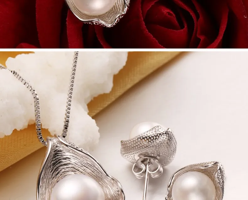 FENASY, 925 пробы, серебряные, пресноводные жемчужные Ювелирные наборы для женщин, Boho Shell, дизайнерские серьги, роскошное кольцо, массивное ожерелье