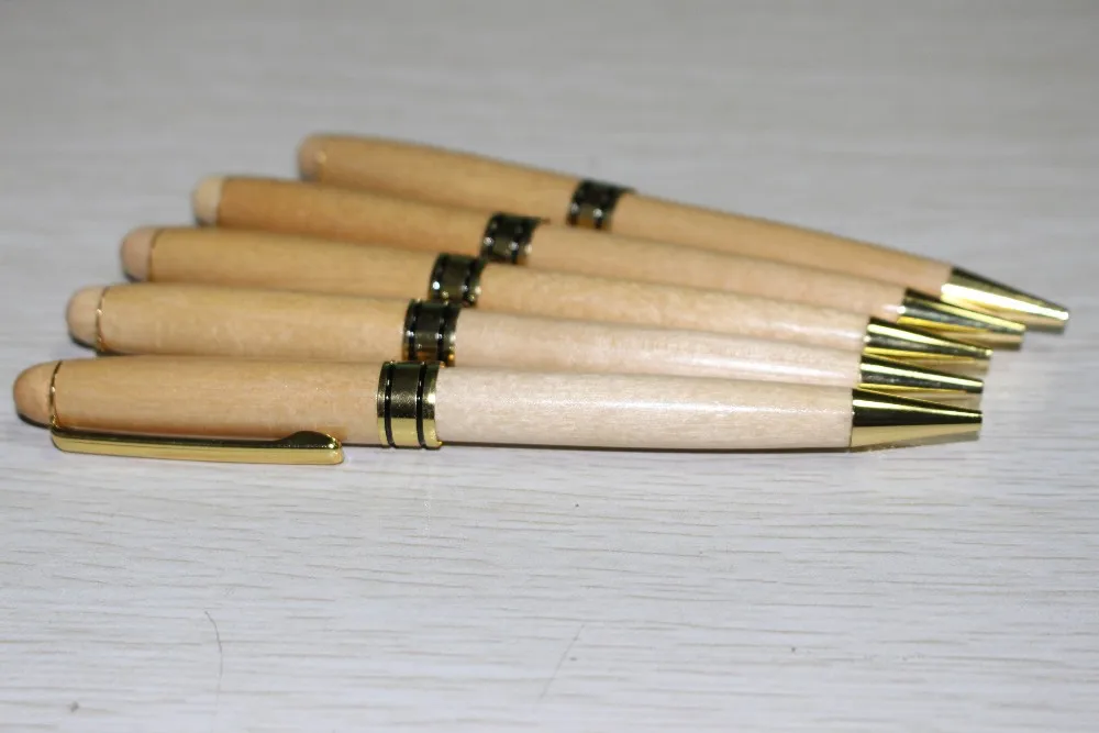 5 шт./лот деревянный переработанных эко-ручка Высокое качество деревянная ручка шариковые ручки с золотой части Бесплатная доставка и