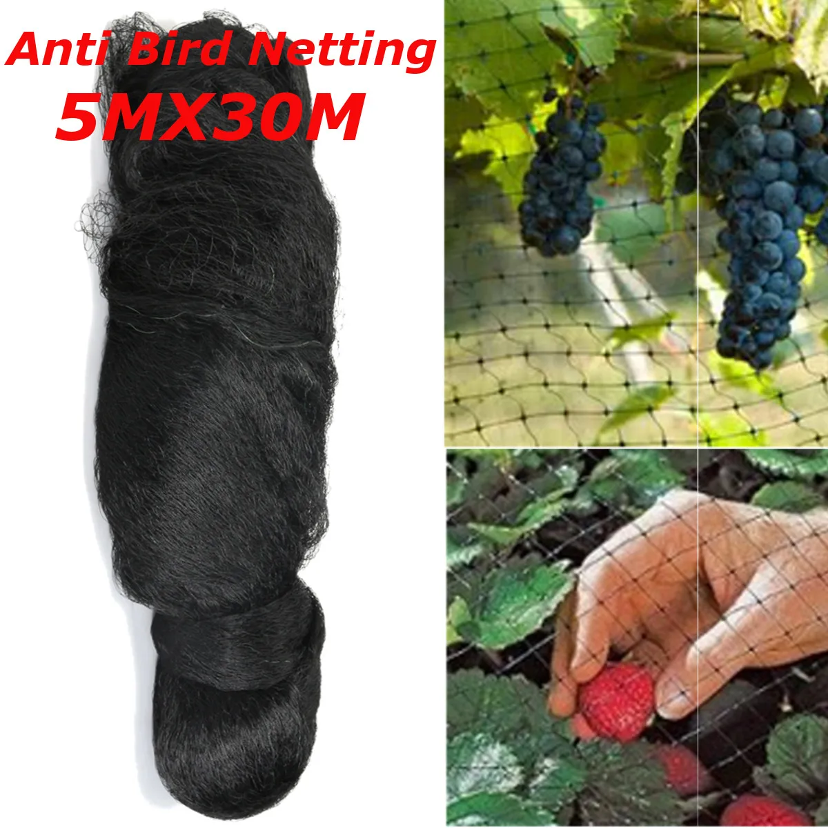 

30Mx5M Extra Strong Anti Bird Netting Garden Allotment Doesn't Tangles and Reusable Lasting Protection Against Birds Deer