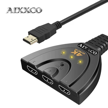 

AIXXCO 3 Port HDMI Switch Supports 4K Switcher HDMI Splitter HDMI Port Smart Android HD 1080P 3 Input to 1 Output for PS3 PS4