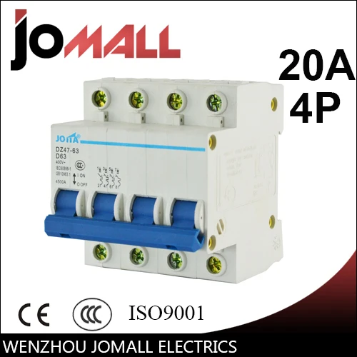 

DZ47 4 pole 20A 400V~ C type mini circuit breaker mcb