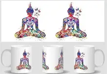 Buda y mariposa tazas yoga caliente frío calor revelan transformación mágica taza de café calor cambio de color té