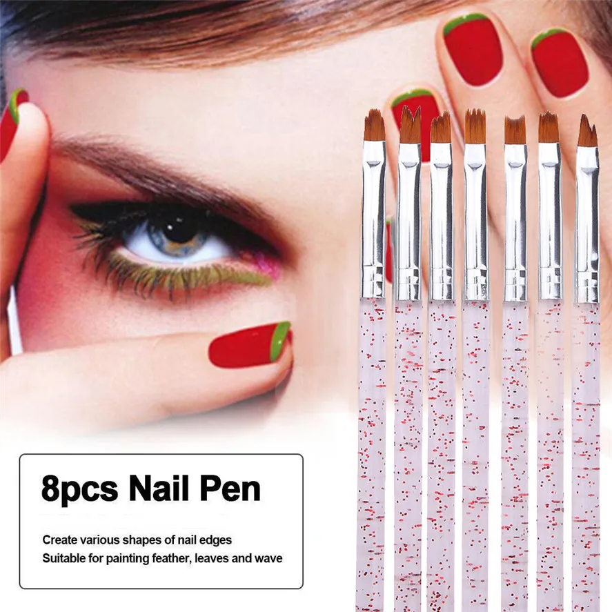 Brushes for nails HAICAR 8Pcs Professional French Acrylic Gel Painting