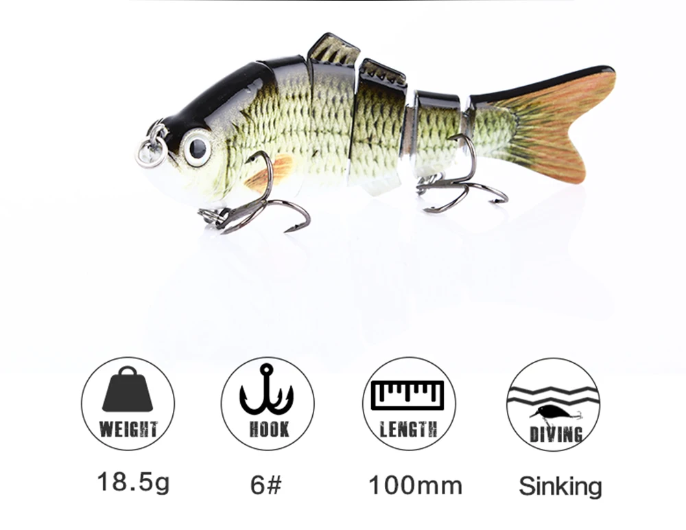 leqemao 1PCS Multi Jointed Hard Bait 10cm 18.5g Lifelike Wobblers Fishing Lure 3