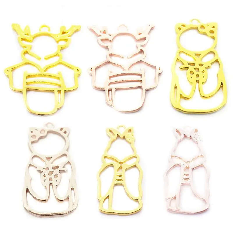 

6 Pcs/set Deer Shape Metal Frame Animal Modeling Border DIY Handmade Crystal Glue UV Jewelry Making Accessories Material Package