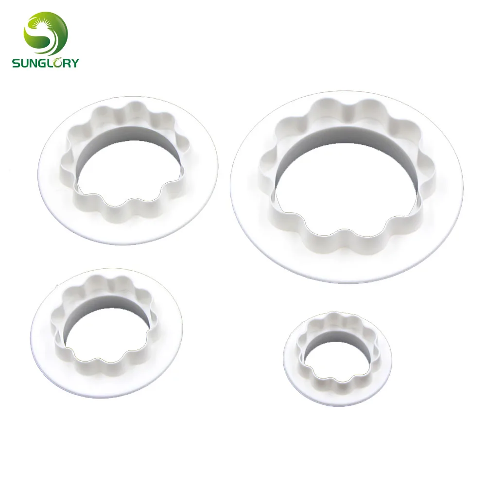 Plastic Fondant 4PCS Round&Wavy Edge Double Sided Cutter Set DIY