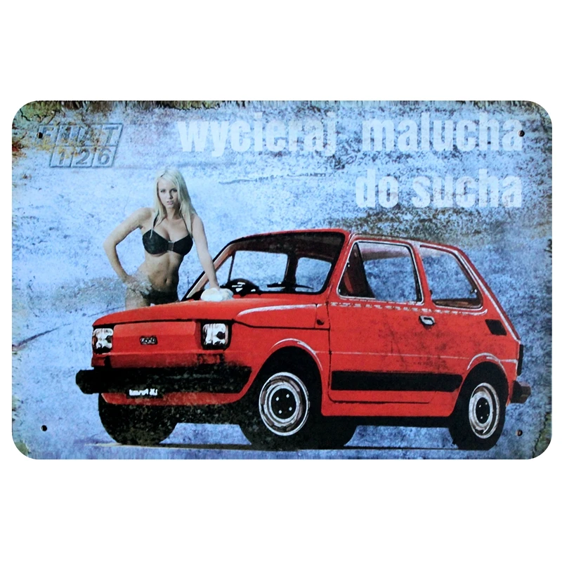 

[ Mike86 ] RED Car Sexy Lady Metal Poster Bar Decor Vintage Sticker Wall Tin Sign 20*30 CM A-1081