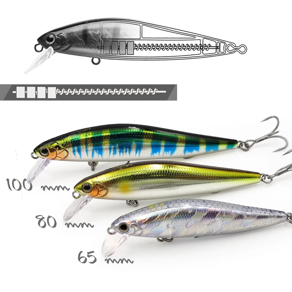 

EWE Branded Silver Knife trout lure 65/80/100mm 7/10/14g jerkbait slow sinking minnow artificial bait for trout bass fishing