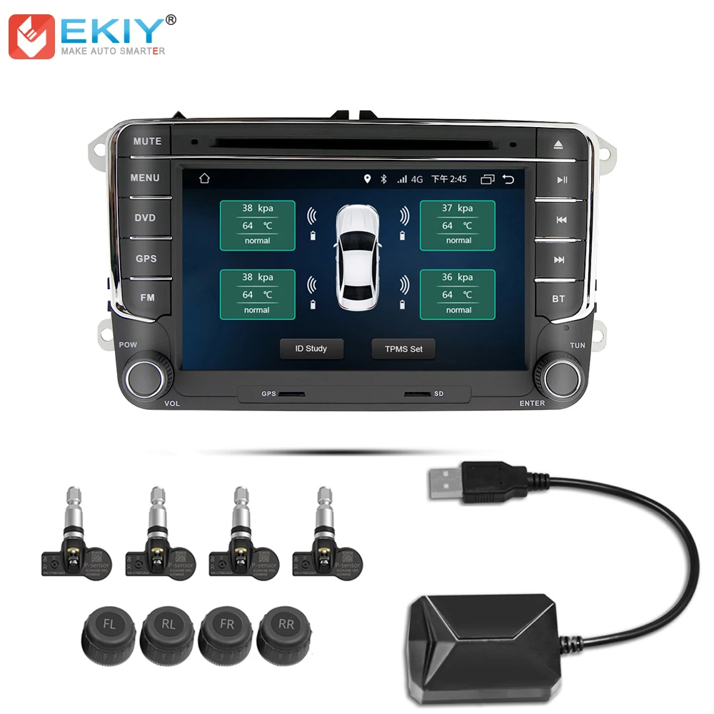 EKIY система контроля давления в шинах TPMS для Android автомобильный DVD Navi USB датчики шин Система мониторинга сигнализации комплект с 4 датчиками