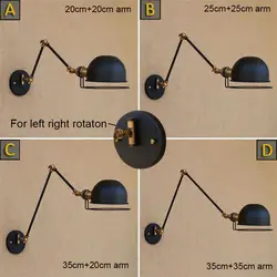 2018 новые дизайнерские свет влево, вправо вверх вниз вращения бра Винтаж Черный поворотный кронштейн настенный светильник Лофт стиль дома