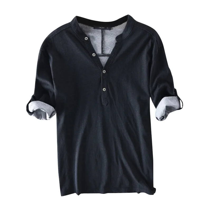 Mens Casual T Shirts Basic Solid Half Sleeve 100%Cotton