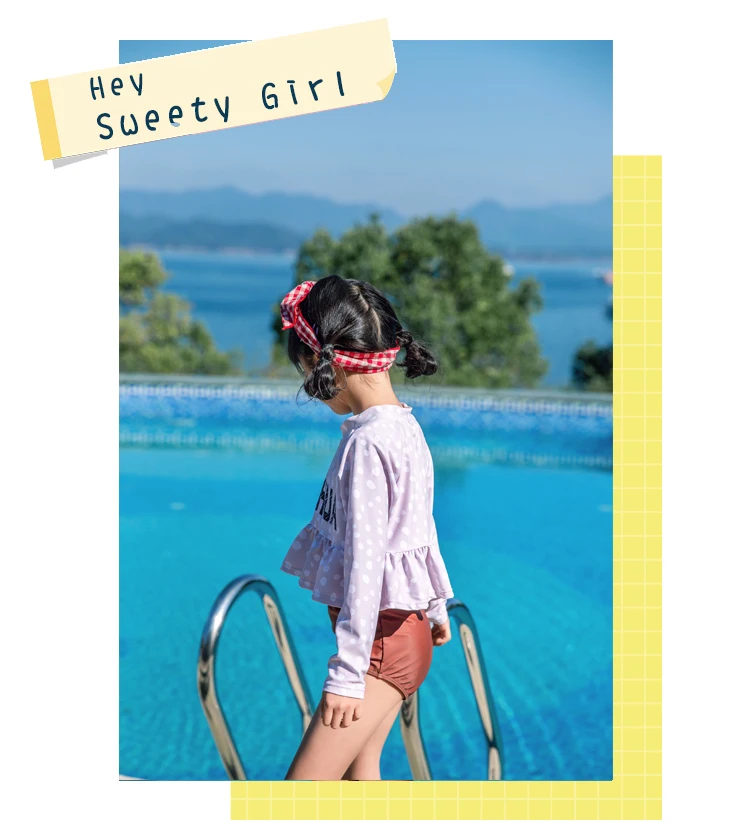 Купальник и платье для маленьких девочек в японском стиле, Размер 12, детский купальник с длинными рукавами из двух предметов, детский купальник для девочек