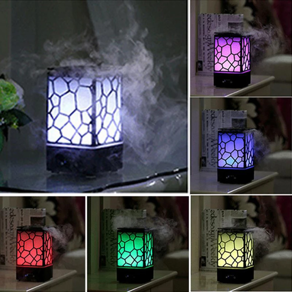 

Atmosphere Home Humidifier Lamp 7 Color LED Lights Ultrasonic Aroma Essential Diffuser Water Cube Aromatherapy Machine