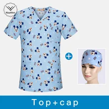 Для женщин Для мужчин медицинская одежда летние доктора Скраб Топы униформа медсестры больницы Костюмы спецодежды Топ хирургическая шапочка униформа для сотрудниц спа-салонов медицинский