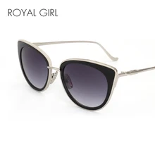 ROYAL CHICA Nueva Cat Eye Sunglasses Women Templos de Aleación de Espejo lente Marca Diseñador Gafas de Sol gafas de sol Oculos Feminino ss463