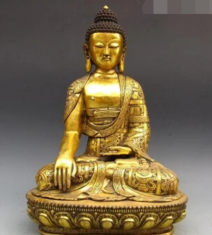 

Free Shipping JP S1028 19 INCH "Nepal Fane Bronze Gild Eight Treasures Sakyamuni Buddha Statue