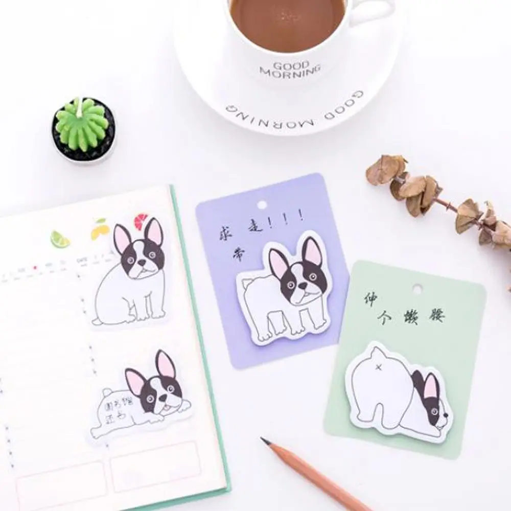 2 шт. Блокноты с изображением собаки из мультфильма Kawaii Стикеры для заметок самоклеящиеся блокноты для записей и заметок офисные школьные принадлежности