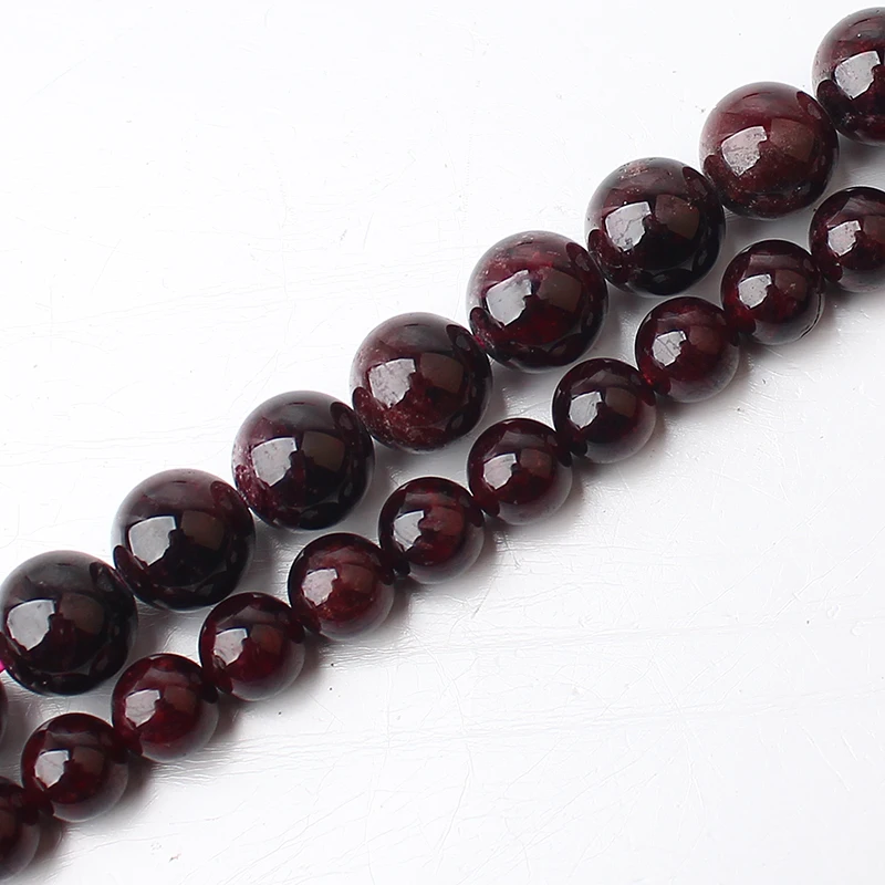 

Natural 4/6/8/10/12/14mm Round Garnet Stone Loose Beads Strand 15'' Semi-precious Gem Stone for DIY Making Jewellry
