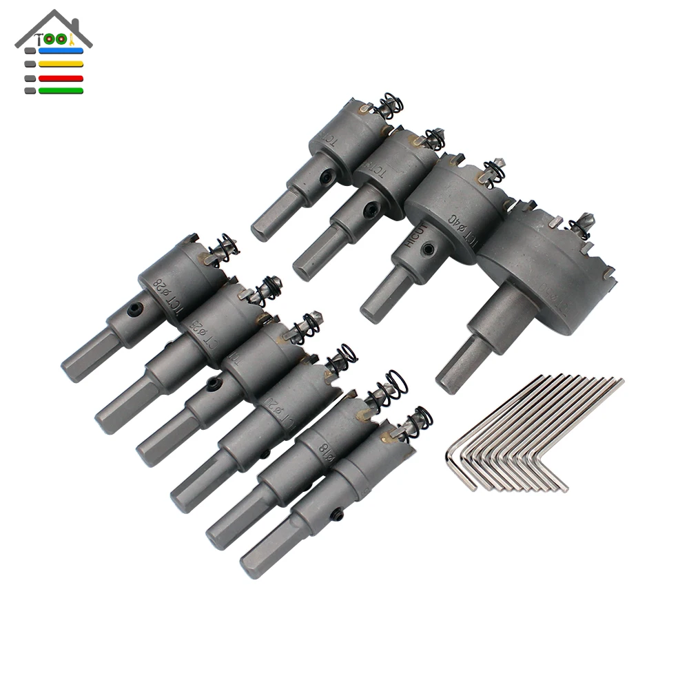 

New 15-100mm Carbide Tip Drill Bit TCT Hole Saw Set for Stainless Steel Metal Alloy Drilling