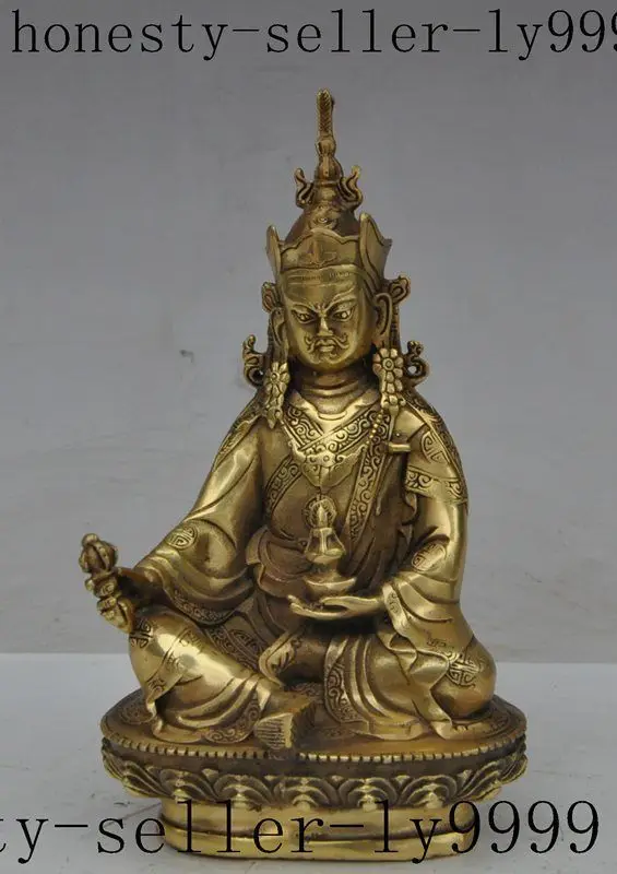 Китайский тибетский буддизм латунный Padmasambhava Guru Ринпоче статуя бога Будды | Дом и
