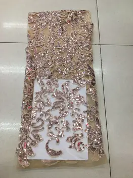 

Embroidered sequin African Guipure French lace fabric J-7111 High quality African tulle lace fabric for wedding
