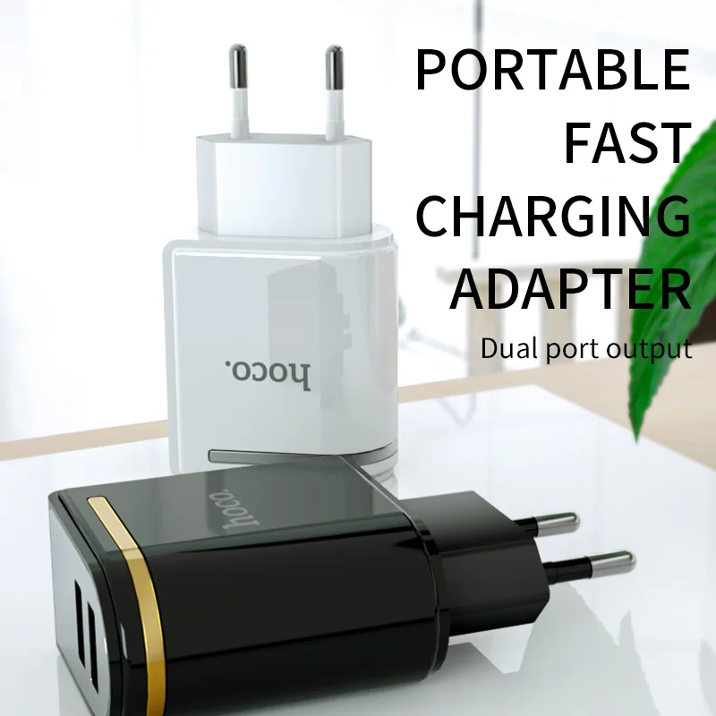 HOCO USB شاحن آيفون 7 8 X LED عرض الحائط شاحن الاتحاد الأوروبي قابس شحن محول لسامسونج Xiaomi الهاتف المحمول سريع شاحن