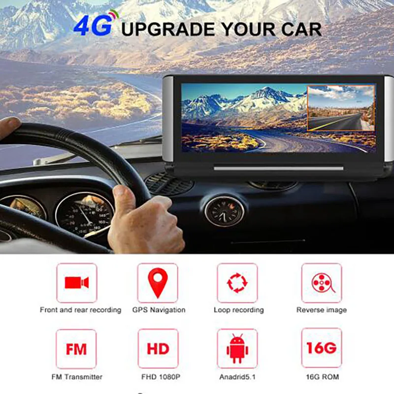 6 86 дюймов 4G Автомобильный видеорегистратор Камера GPS FHD 1080P Android навигация ADAS