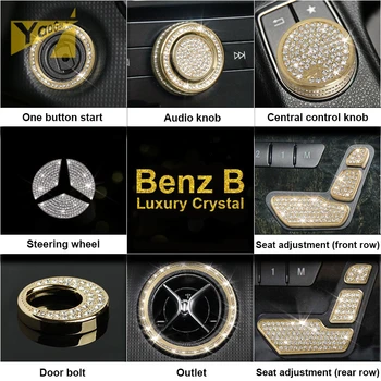 

KJAUTOMAX For Mercedes Benze B200 B180 B260 Crystal Decoration Car Styling outlet ring Seat adjustment volume knob