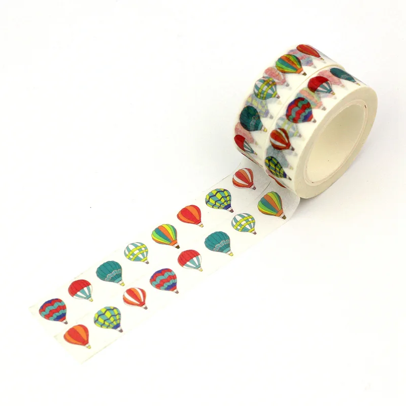 

2PCS/lot NEW! Cute colorful hot air balloon Decor Washi Tape Paper DIY Scrapbooking Adhesive Tape 1.5cm*10m School Office Supply