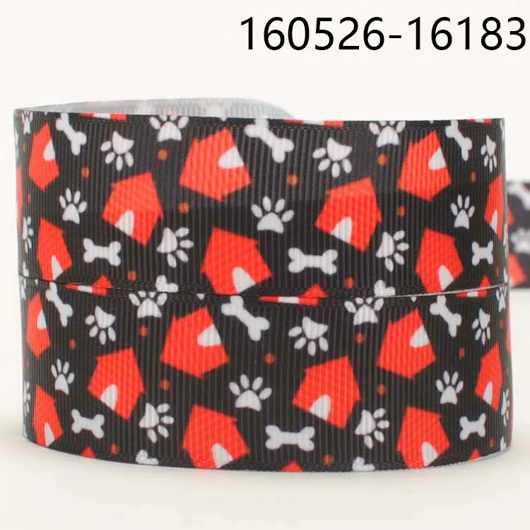 9/16/22/38/50/75Mm Nuovi Arrivi 50 Yards Osso Nero Con Motivo A Zampa Di Cane Stampato Grosgrain/Foe Ribbon Fai Da Te 160526-16183