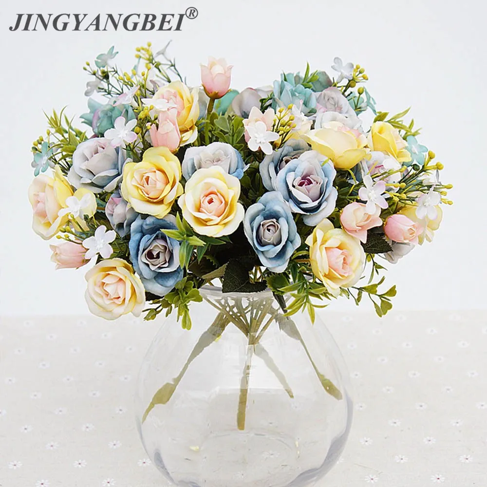 Artificial Flowers 13 Heads Bouquet Small Bud Silk Roses