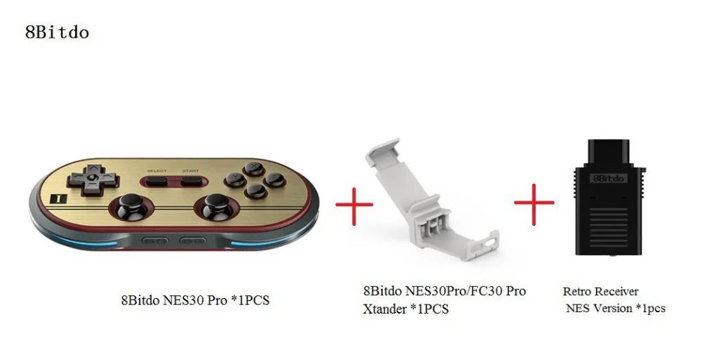 

8BitDo F30Pro Wireless Bluetooth Gamepad with Xtander Retro Receiver NES Version Support Android Window Mac OS
